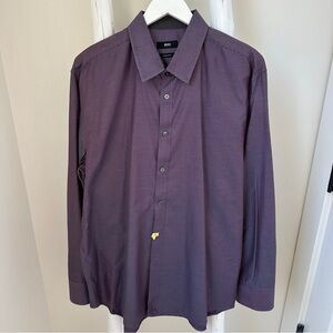 Hugo Boss Burgundy and Black Patterned Long Sleeve Dress Shirt SZ XXL